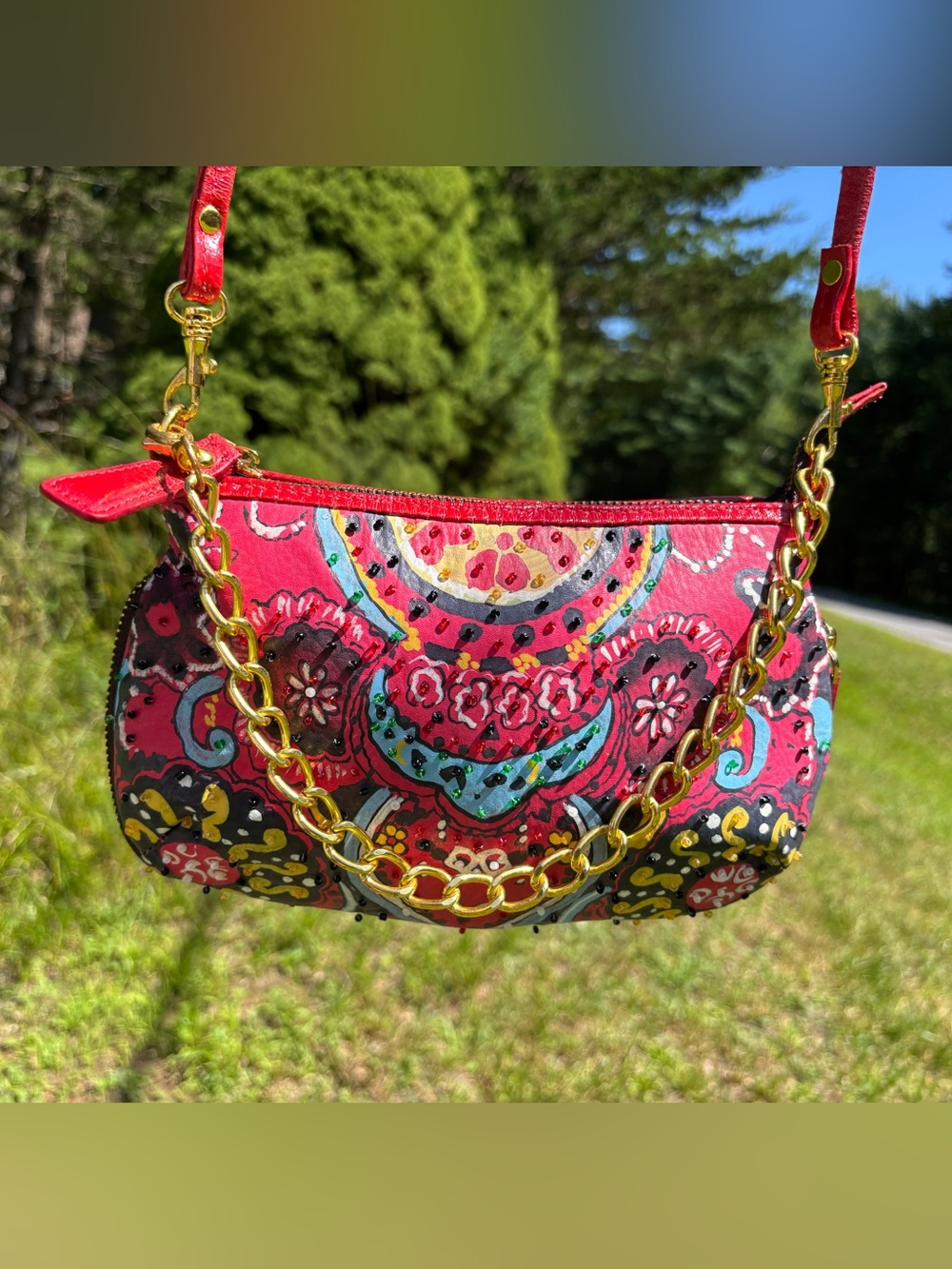 Sharif Embroidered Leather Crossbody Bag
